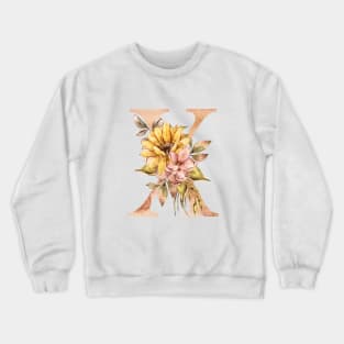 Watercolor sunflower bouquet monogram letter X Crewneck Sweatshirt